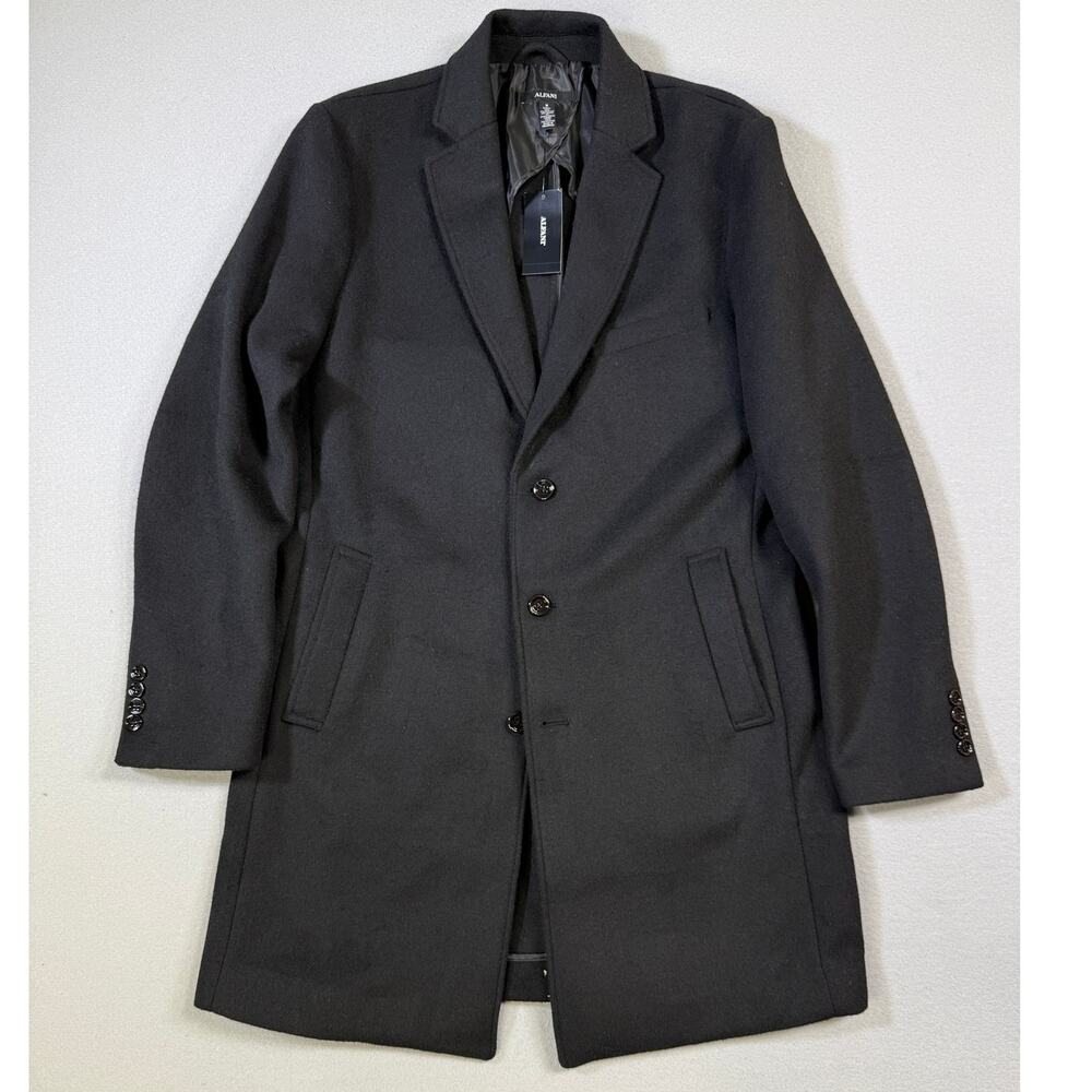 Alfani Men's Bruno wool blend mid length Coat Black Medium  $190